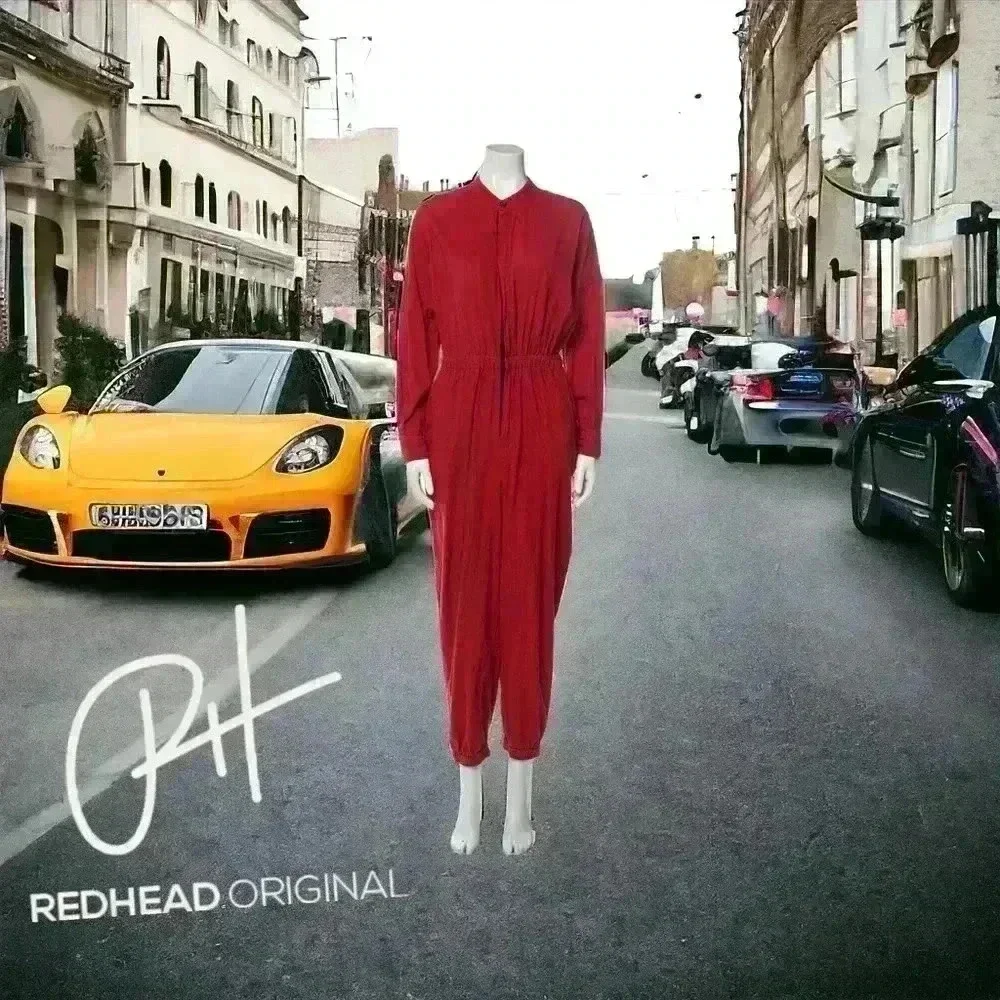 Heidi Merrill red jumpsuit- XL Red long sleeve crew neck concealed zipper front - Picture 1 of 9